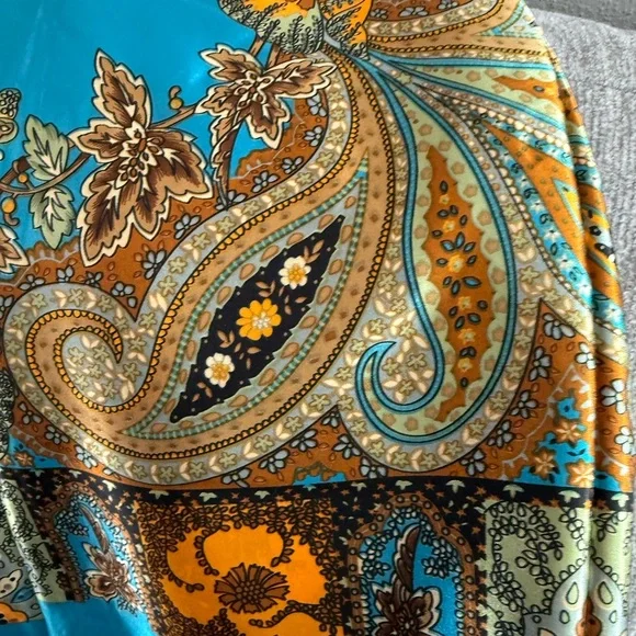 2/$30 Chic Paisley Scarf in Blue and Orange - Picture 7 of 8